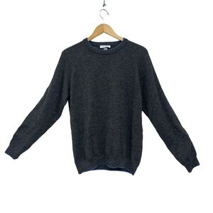 Bullock And Jones Gray Blue Trim Sereno Alpaca Crewneck Sweater Size Large